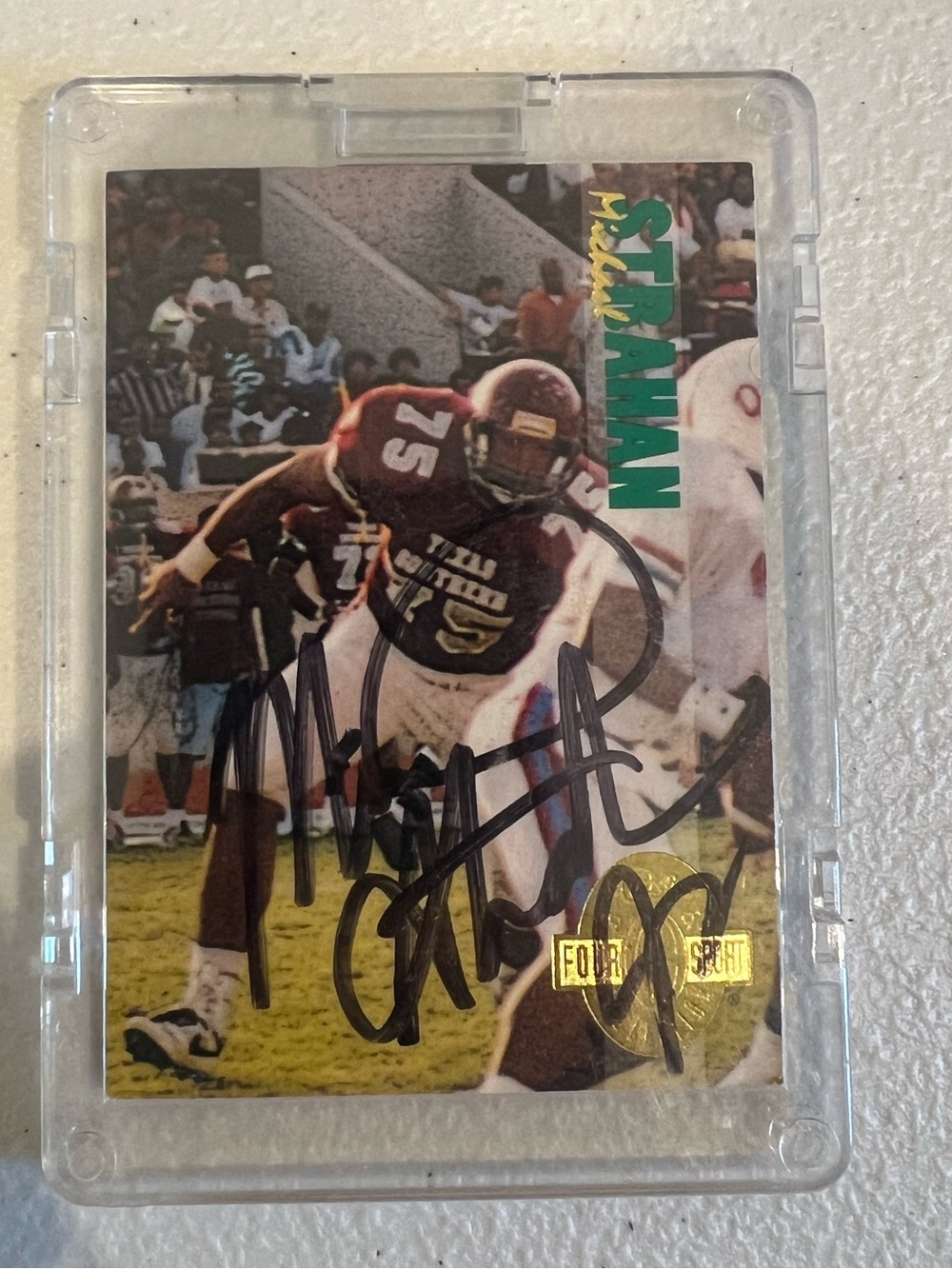 Autographed Michael Strahan Rookie Card in Protective Sleeve